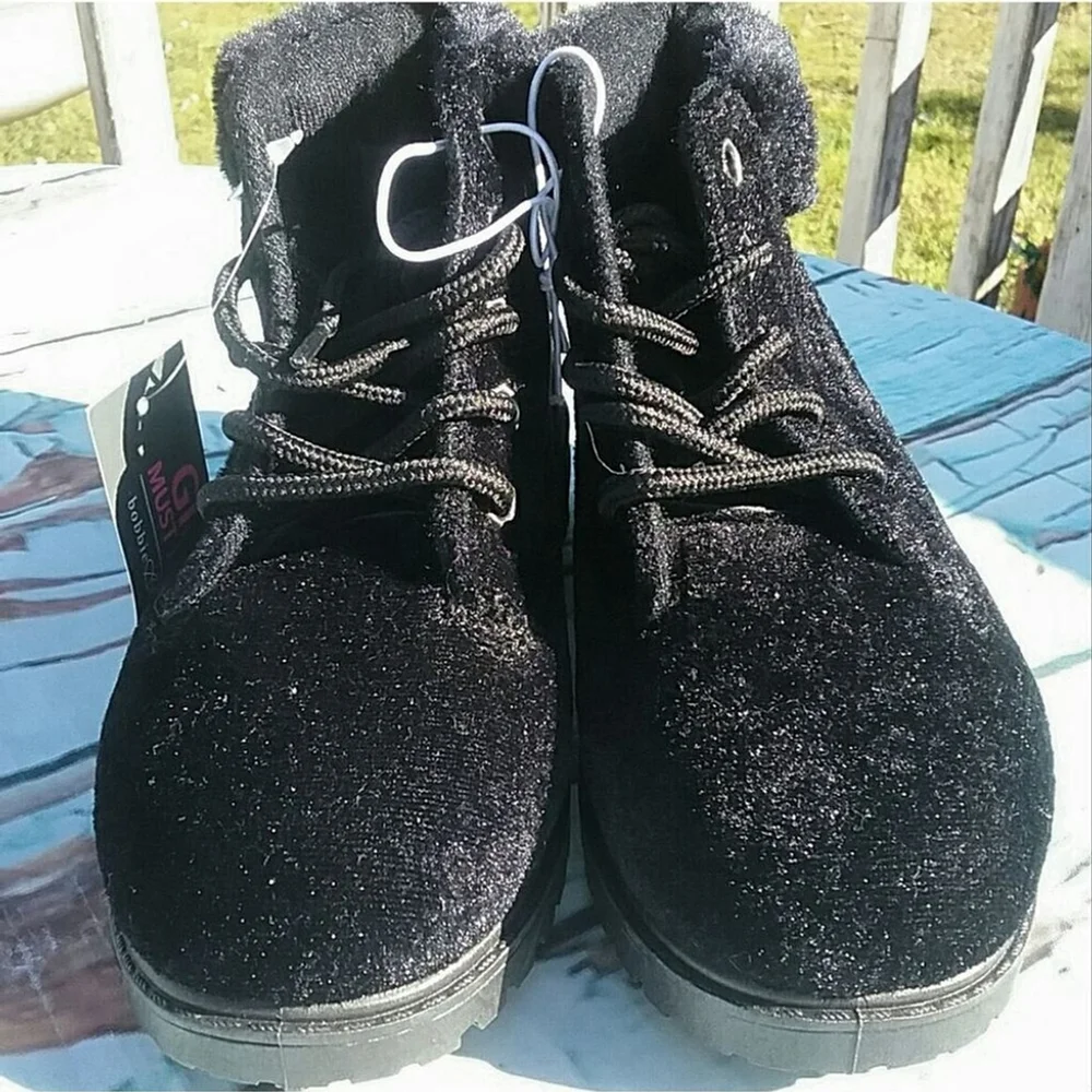 Bobbie Brooks Black Velvet Lace Up Toddler Girl Boots Size 12